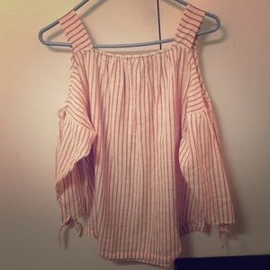 Striped Cold Shoulder Loose Fitting Top